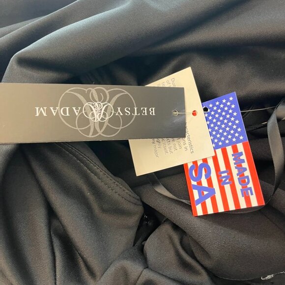 Betsy Adam Carmela One Shoulder Scuba Crepe Gown Satin Bow Black 12 - Picture 14 of 16